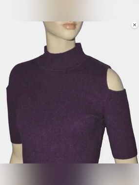 Intermix Cold Shoulder Sweater Purple Wool Blend Size Small